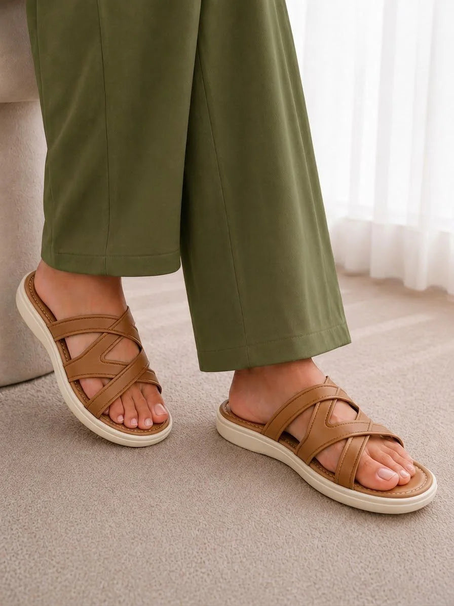 Elegant Cross-Strap Comfort Sandals for Women