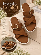 Stylish Gold Buckle Cross-Strap Sandals