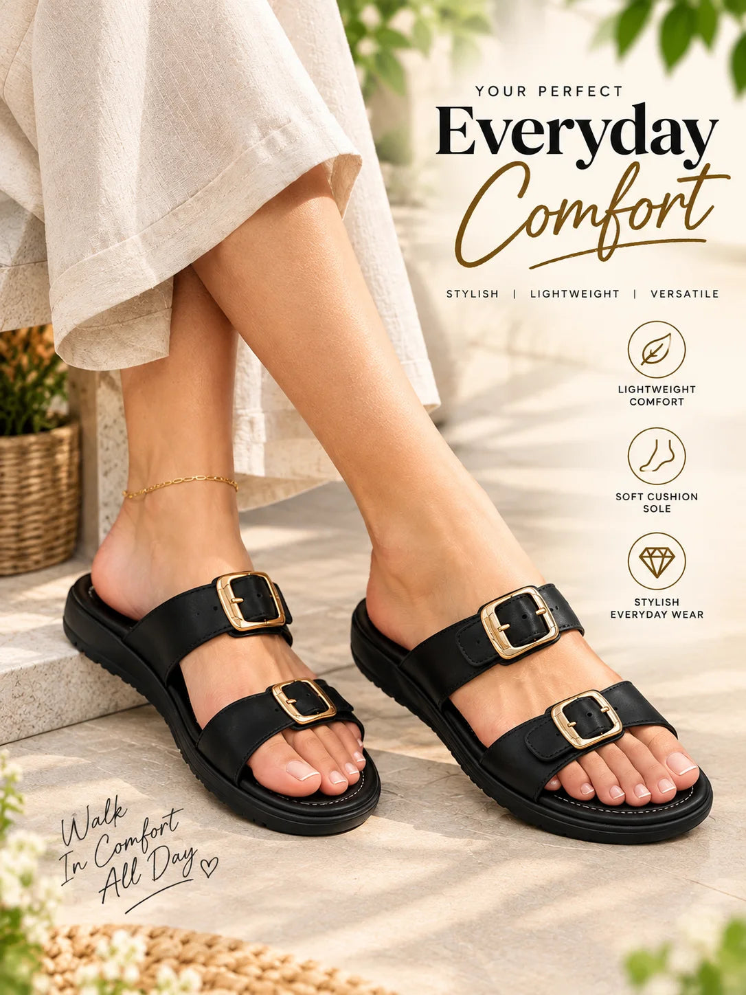 Blush Elegance Double Buckle Sandals