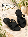 Stylish Gold Buckle Cross-Strap Sandals